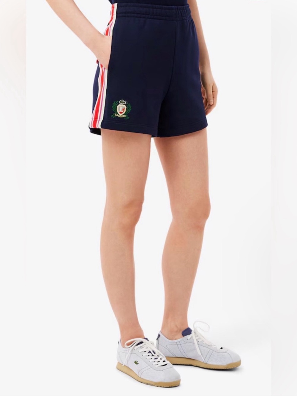 LACOSTE NWT Preppy/Tennis/Pickleball Breathable Fleece Shorts in Navy. Size 40/M